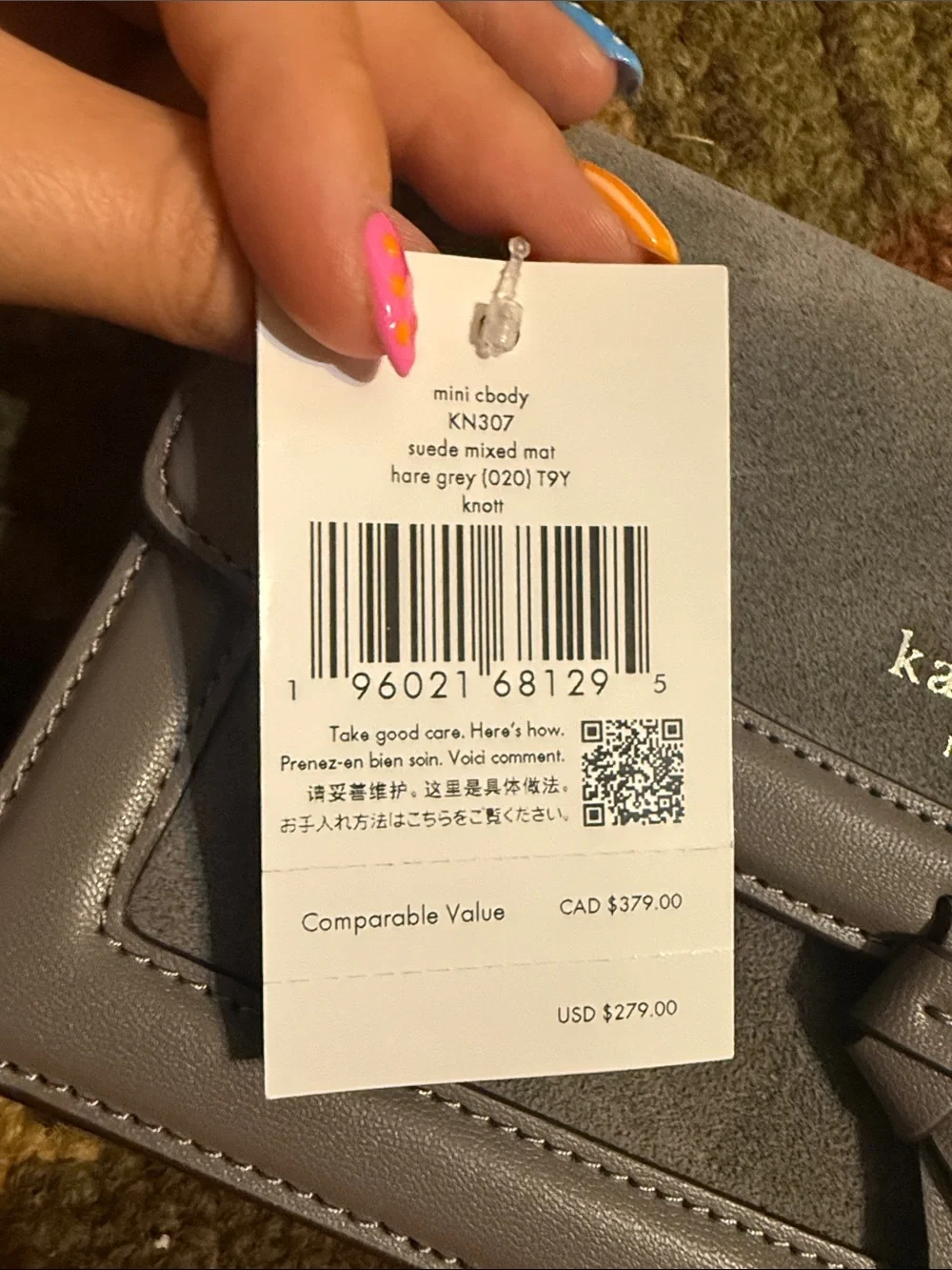 kate spade Gray Suede & Leather Flap Crossbody